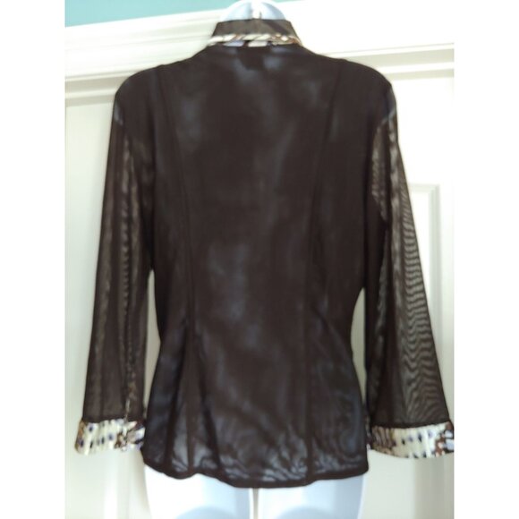 Alberto Makali Womens Artsy Pleated Sheer Mesh Sleeves Embroidered L Electic - Picture 2 of 13